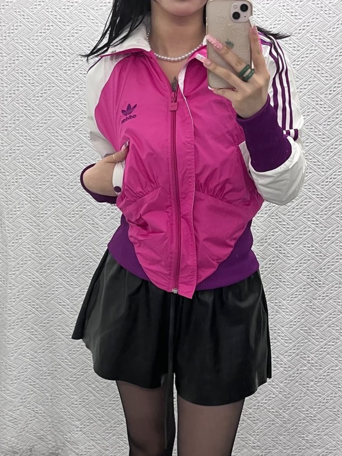 아디다스 Y2K 레트로 대장급 퍼플핑크 바람막이 자켓 95 C12511 상품이미지1