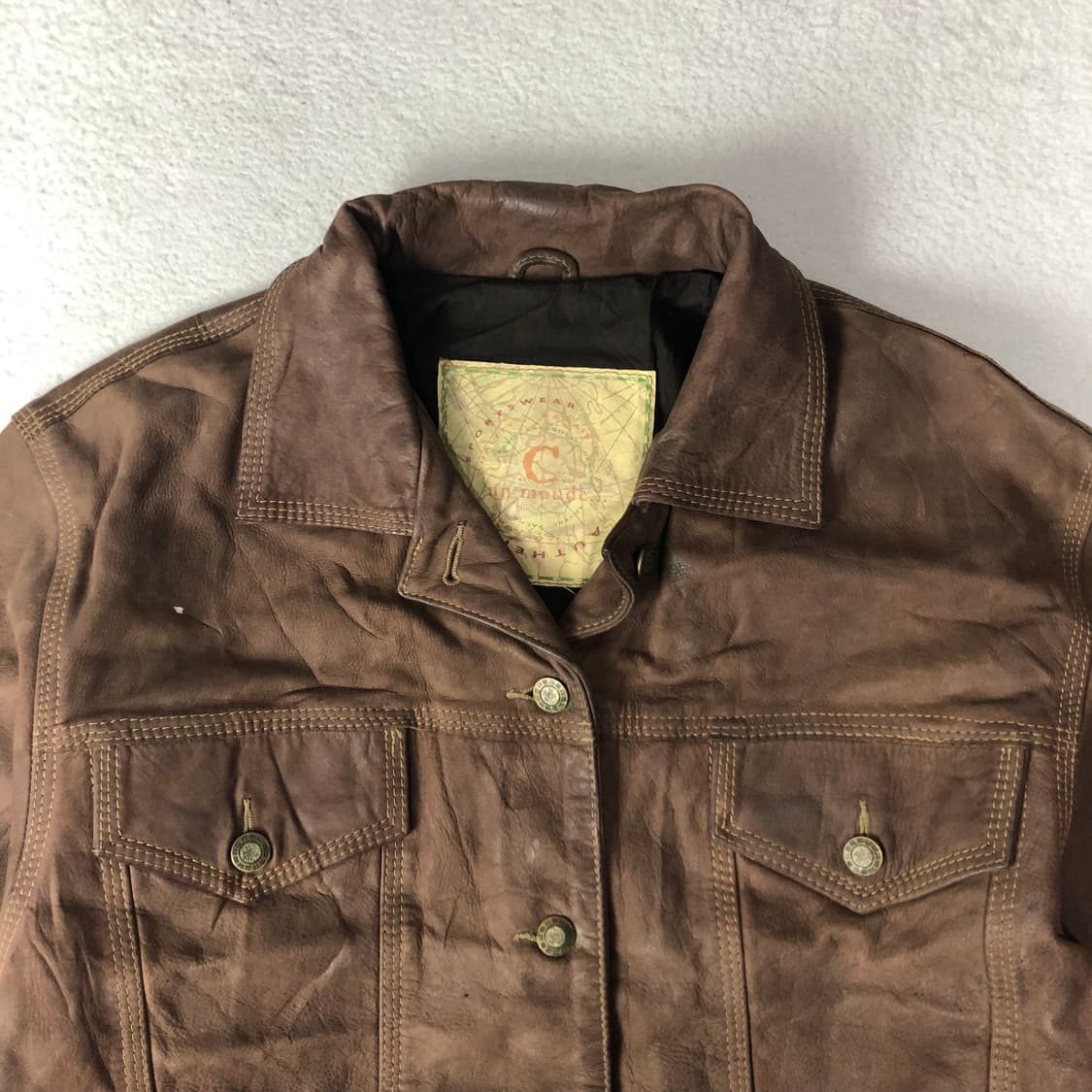 C.un Monde 프렌치 고트스킨 레더 트러커 자켓  상품이미지4