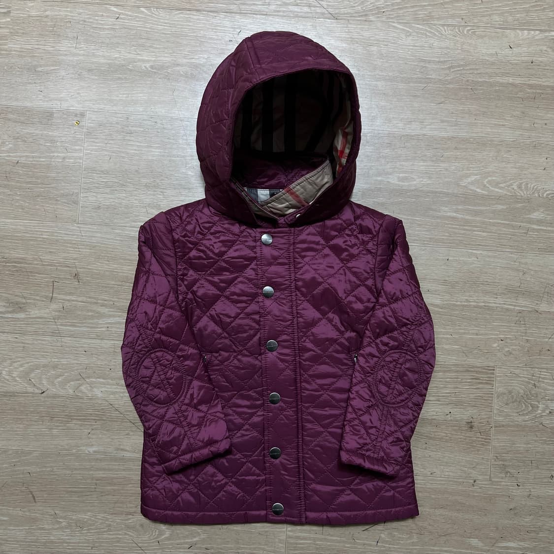 버버리 키즈 노바체크 후드 퀼팅자켓 점퍼 [딥퍼플] 3세 상품이미지1