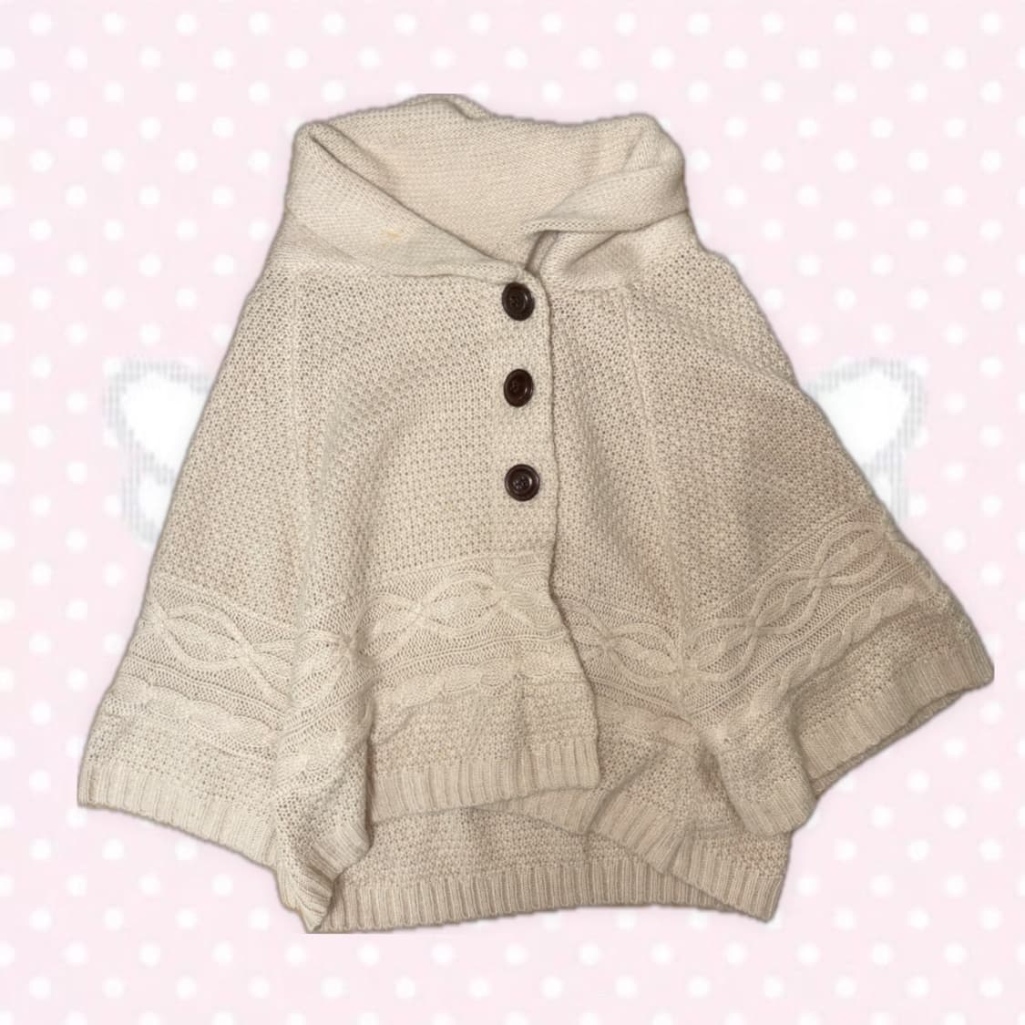 Glacier 라떼갸루맛 초코라떼맛 단추 니트 가디건 케이프 상품이미지1