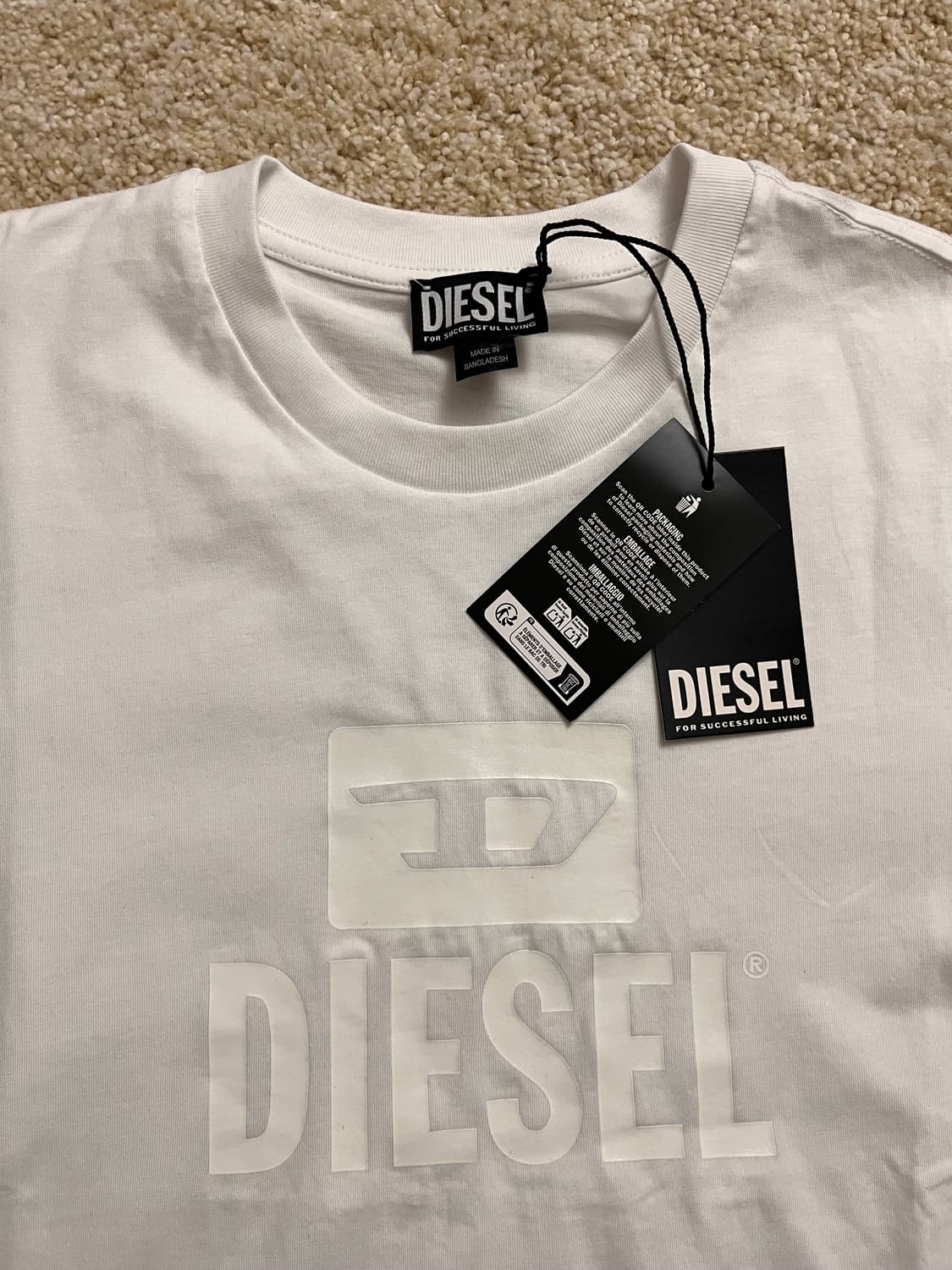 [새상품] 디젤 T-저스트 톤온톤 반팔 티셔츠 화이트 L (정품/택포함) 상품이미지2