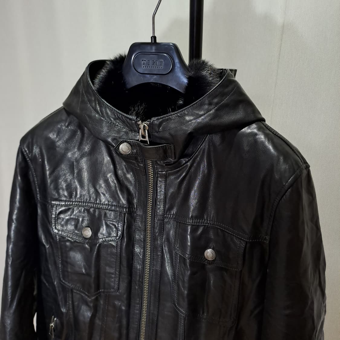 (택포) 양가죽 밍크 안감 후드 자켓 M B247 상품이미지3