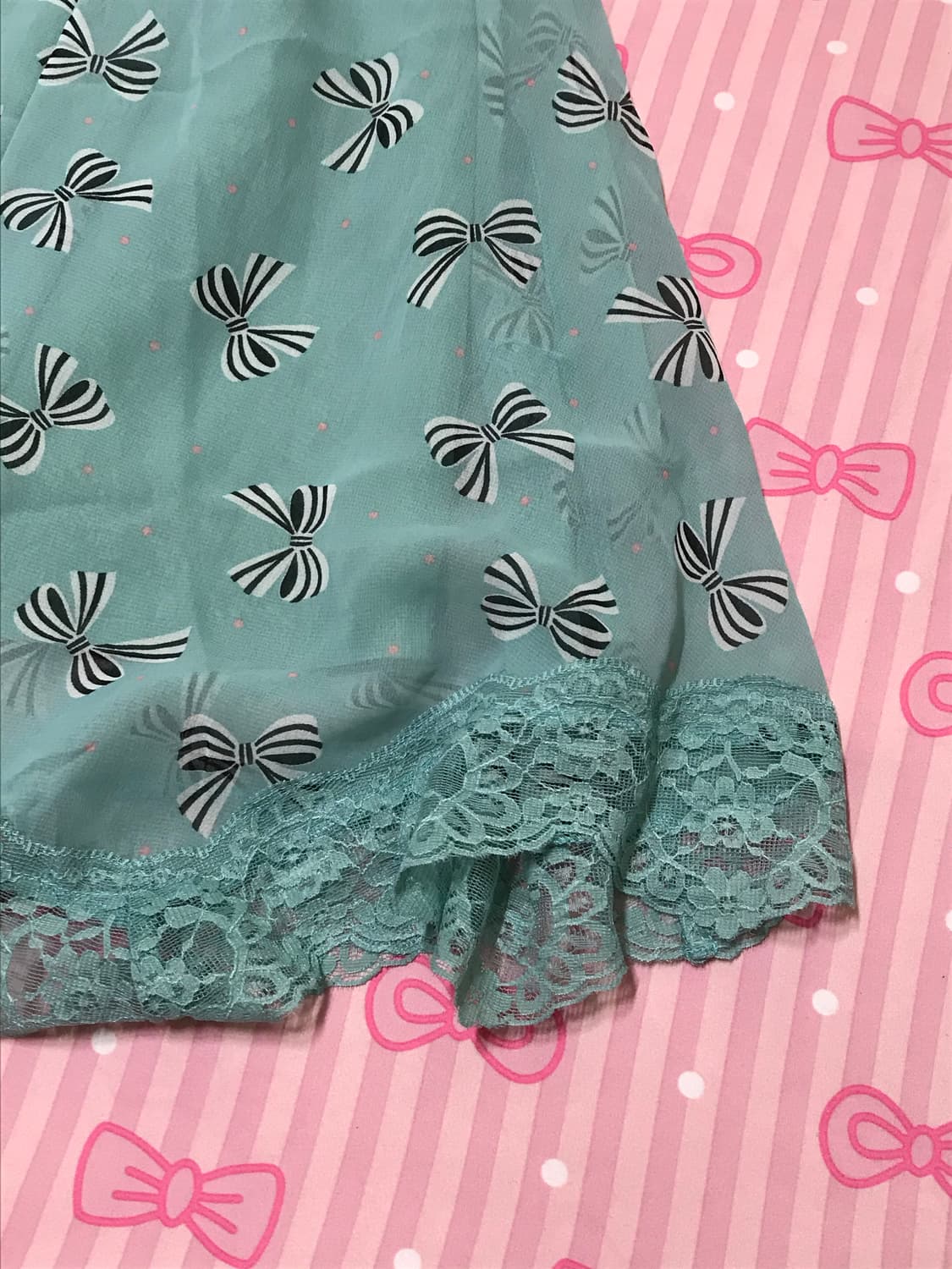 민트 리본도트 레이스 원피스 하치코 나나  상품이미지5