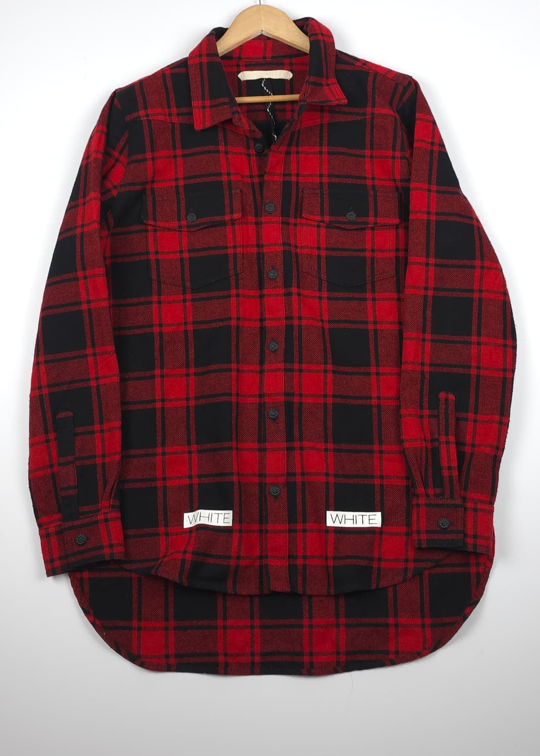 [XS] 오프화이트 오버핏 플란넬 체크셔츠 상품이미지1