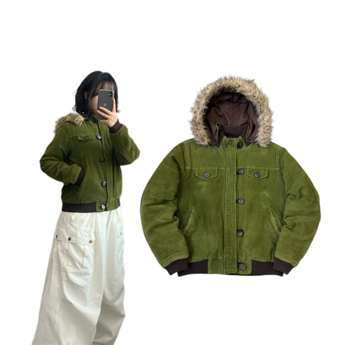 JPN 제팬 코듀로이 퍼 후드 자켓 상품이미지1