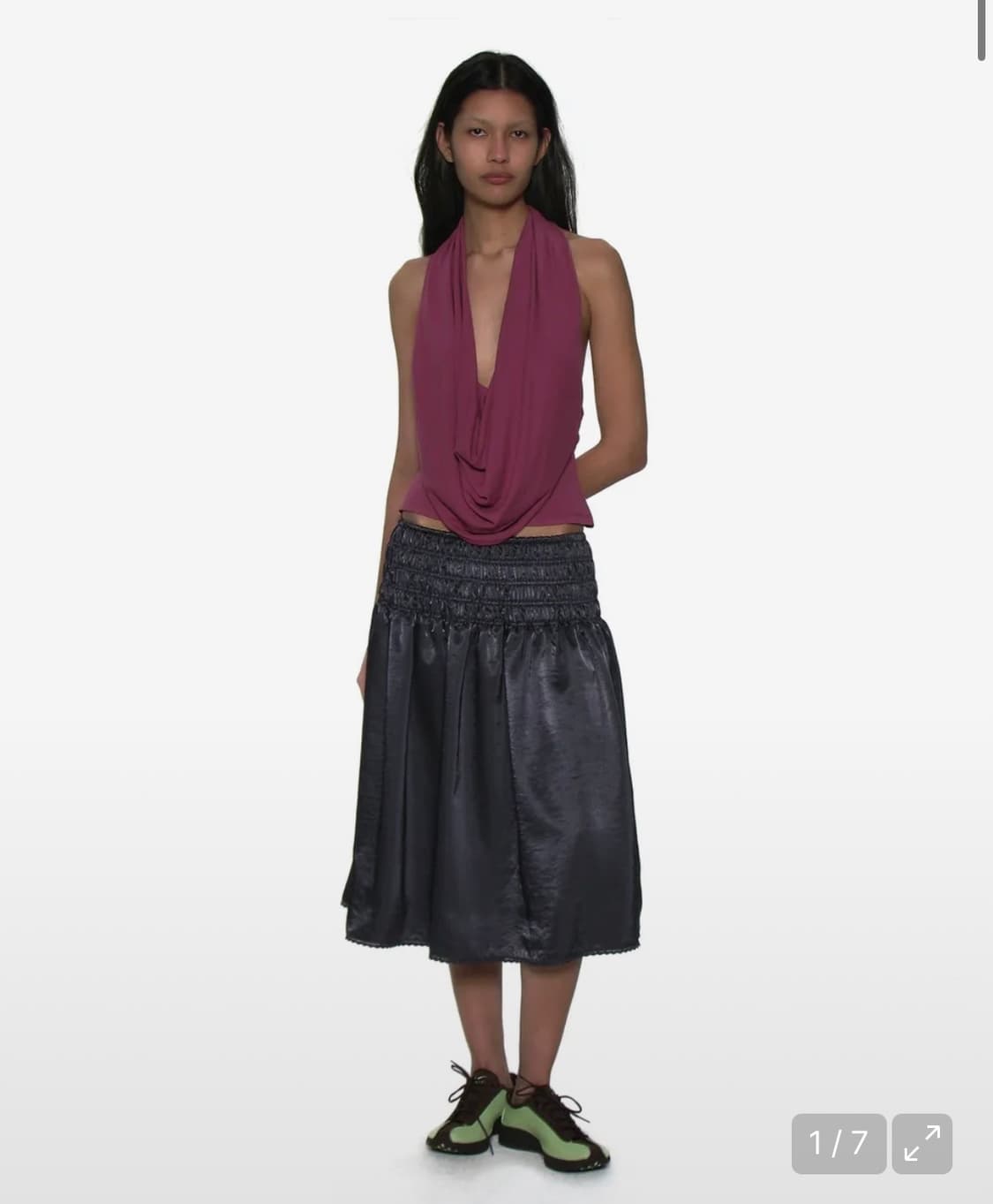 파르티멘토우먼 레이스 미디스커트 차콜 상품이미지2