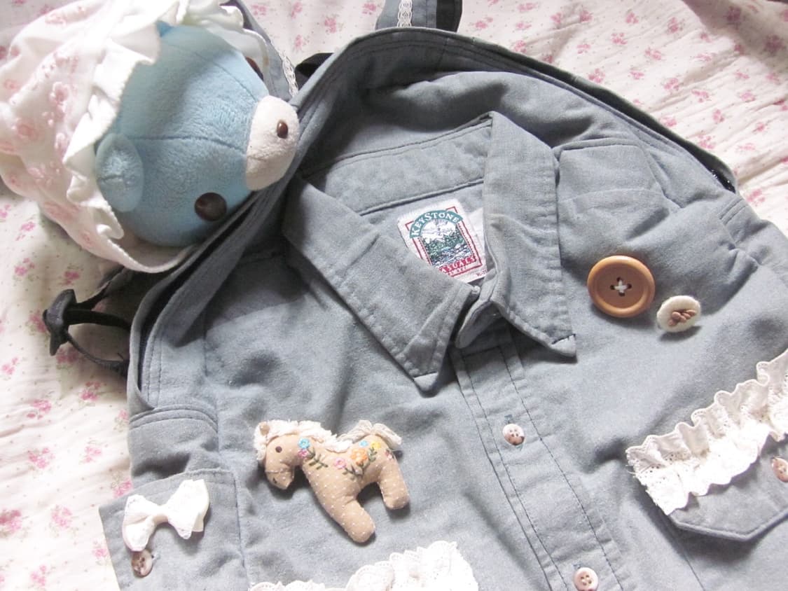 (메이드) 빈티지 데님셔츠 백팩 상품이미지3