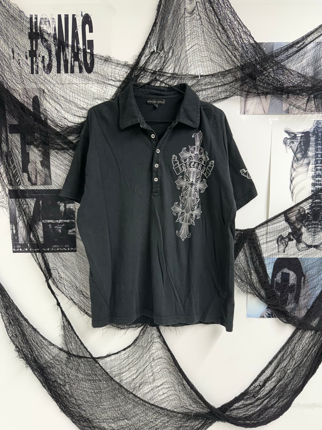 00s cross printing detail collar halfsle 상품이미지2