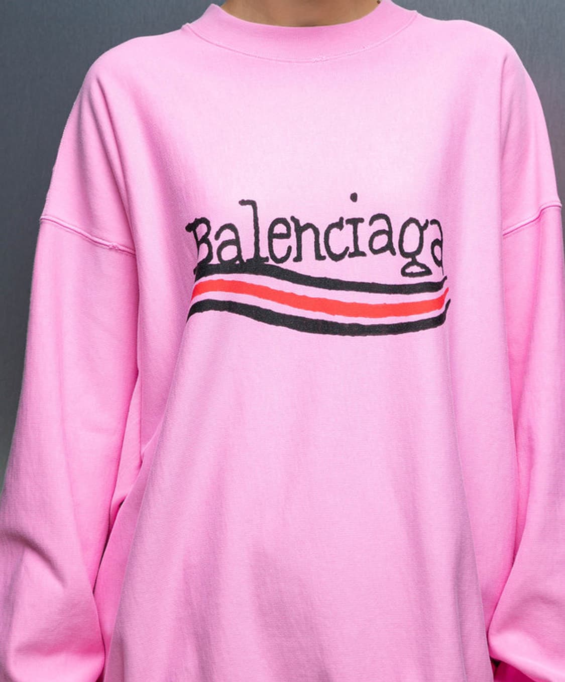 발렌시아가 폴리티컬 핸드 드로운 맨투맨 스웻 셔츠 핑크 2사이즈 상품이미지7