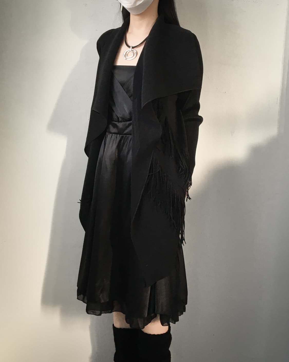 Fringe point pleats drape open cardigan 상품이미지4