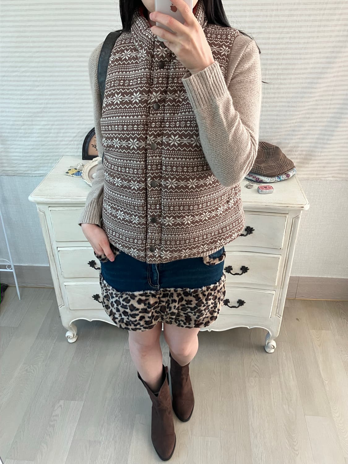 jpn vintage 브라운 노르딕 리버시블 패딩 조끼 y2k 스트릿 갸 상품이미지7