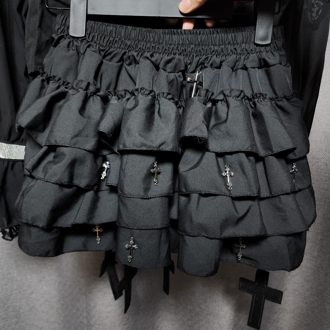 고스로리 지뢰계 고딕 페이크셔츠 치마바지 셋업 상품이미지9