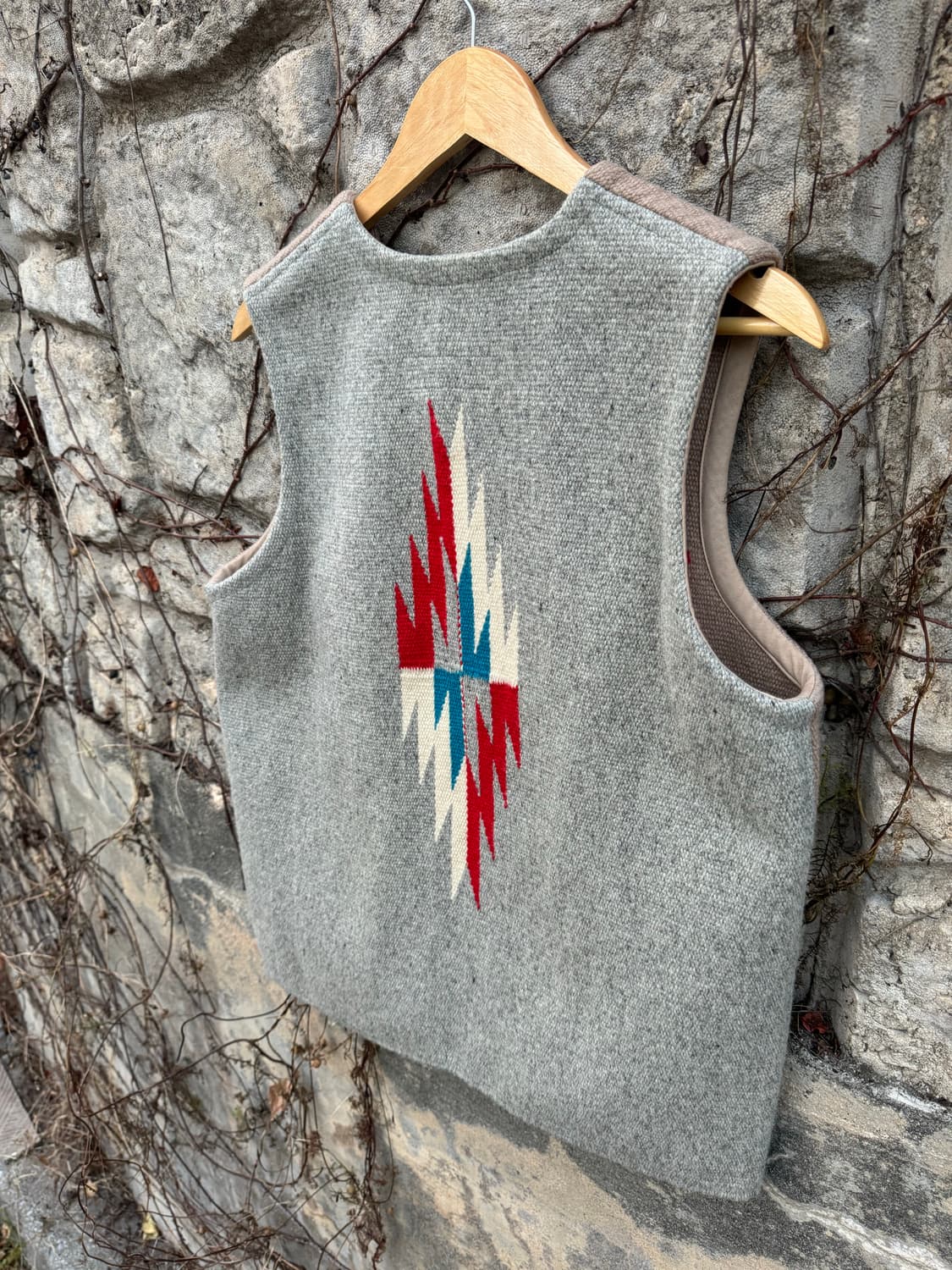 센티넬라 빈티지 핸드 우븐 울 투톤 오르테가 치마요 베스트 조끼 나바호 상품이미지5