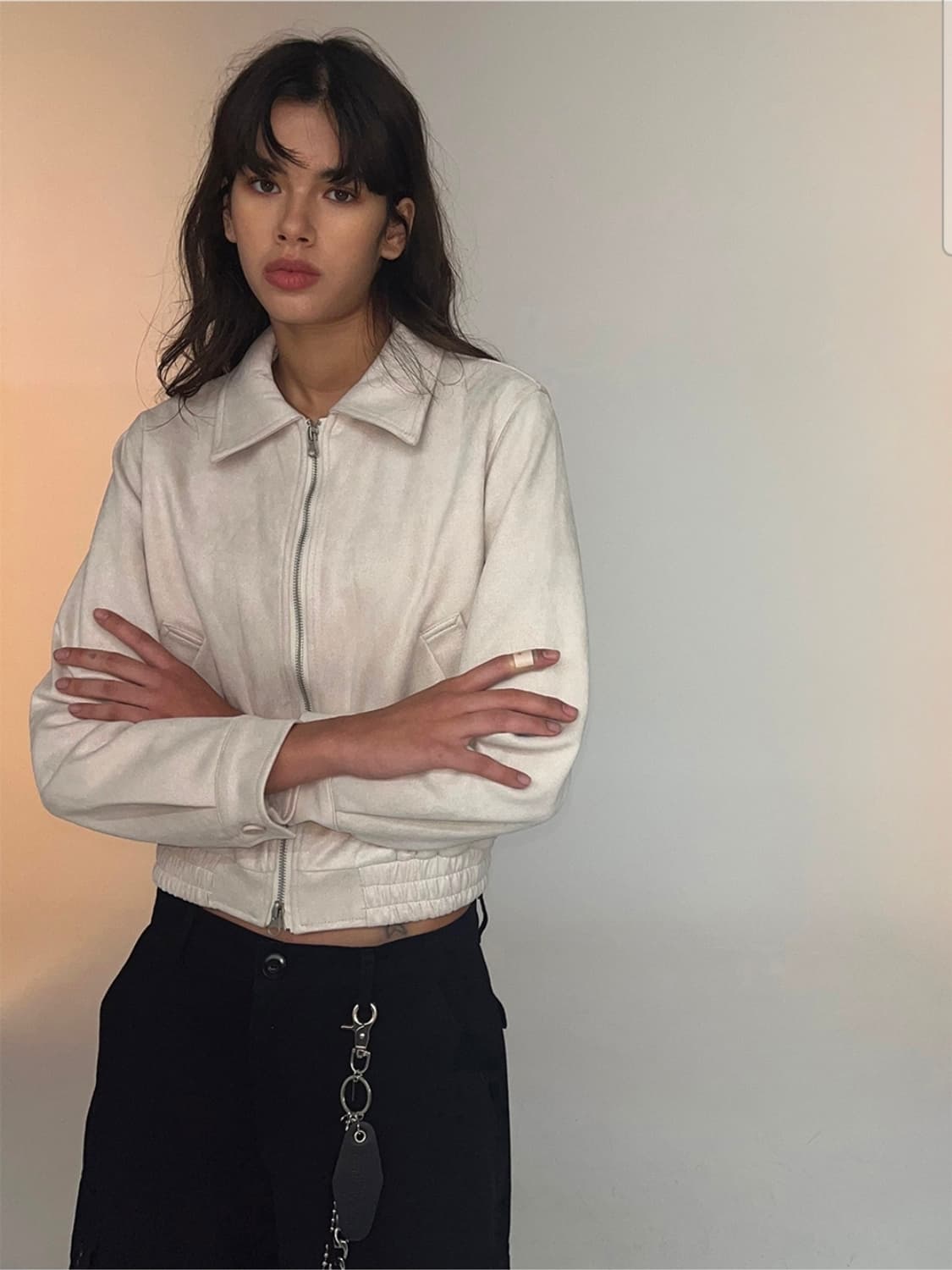 플레이스스튜디오 투웨이 블루종 스웨이드 밴딩 점퍼 자켓 [아이보리] 상품이미지1