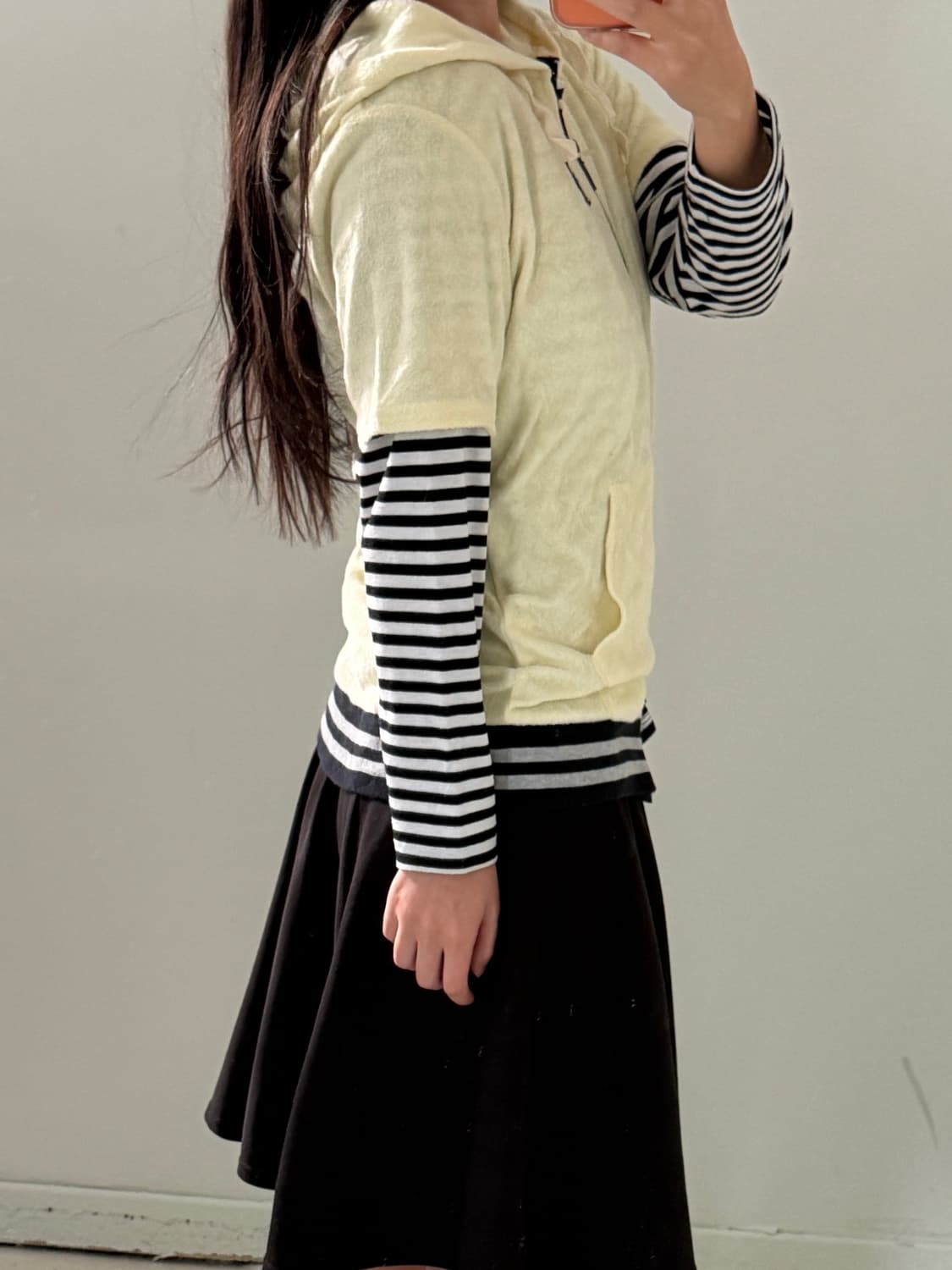 일본빈티지 모리 반팔후드 레이어드 세트 상품이미지3