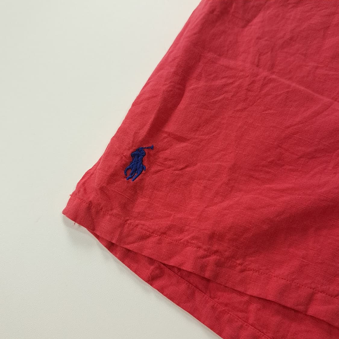 CK392 L 폴로 90s 린넨실크 언더포니 레드애플 반팔 셔츠 남방 상품이미지3