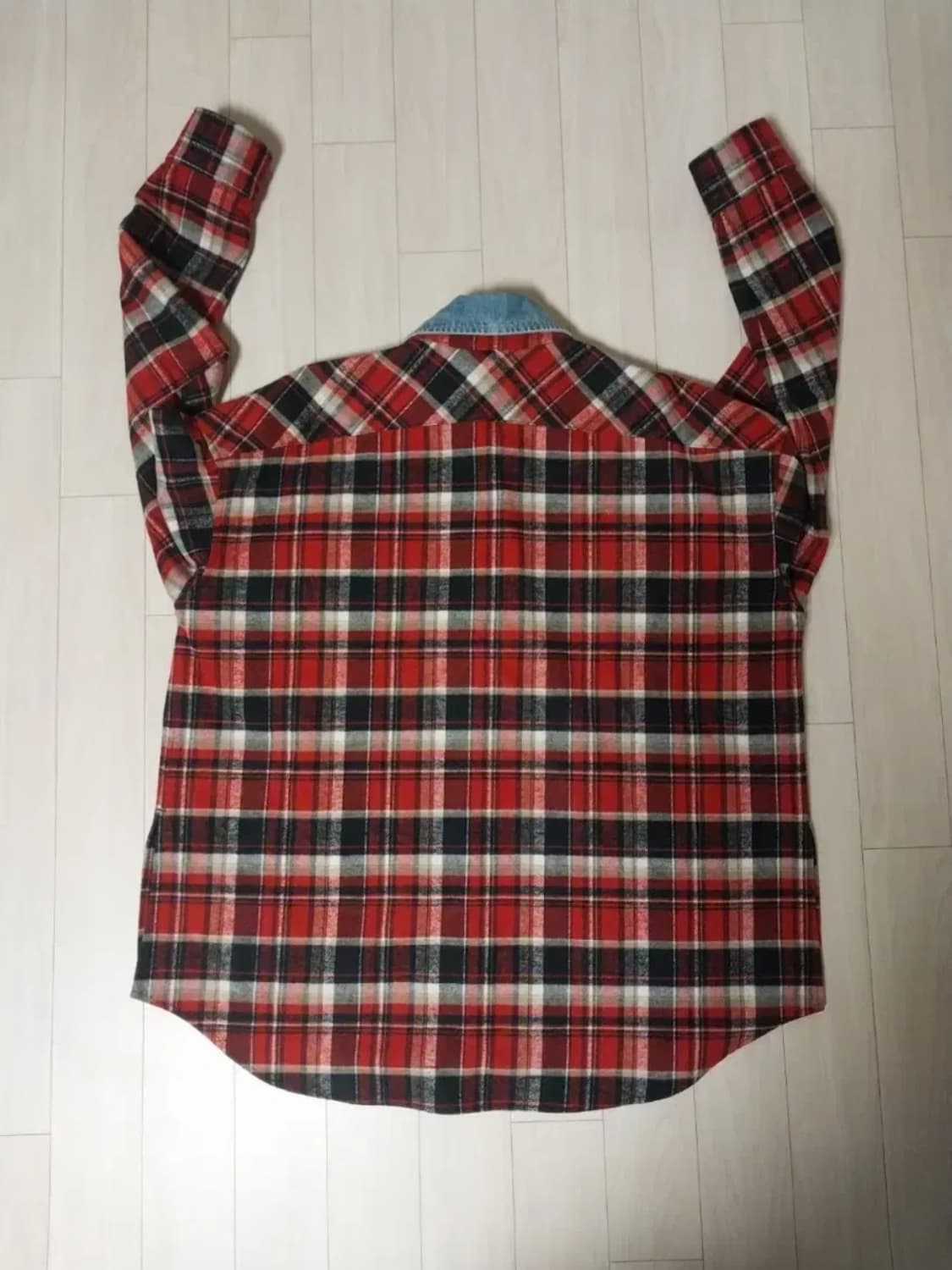 피어오브갓 5th 데님 카라 플란넬 체크 셔츠 레드 상품이미지3