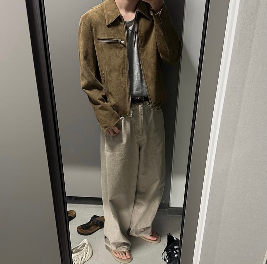 (S) 토니웩 스웨이드 블루종 올리브 브라운 상품이미지2