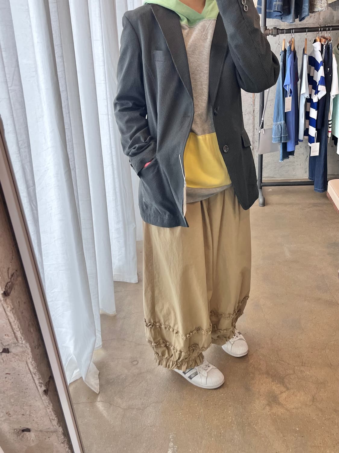 링클 스트라이프 블레이저 그레이 상품이미지6
