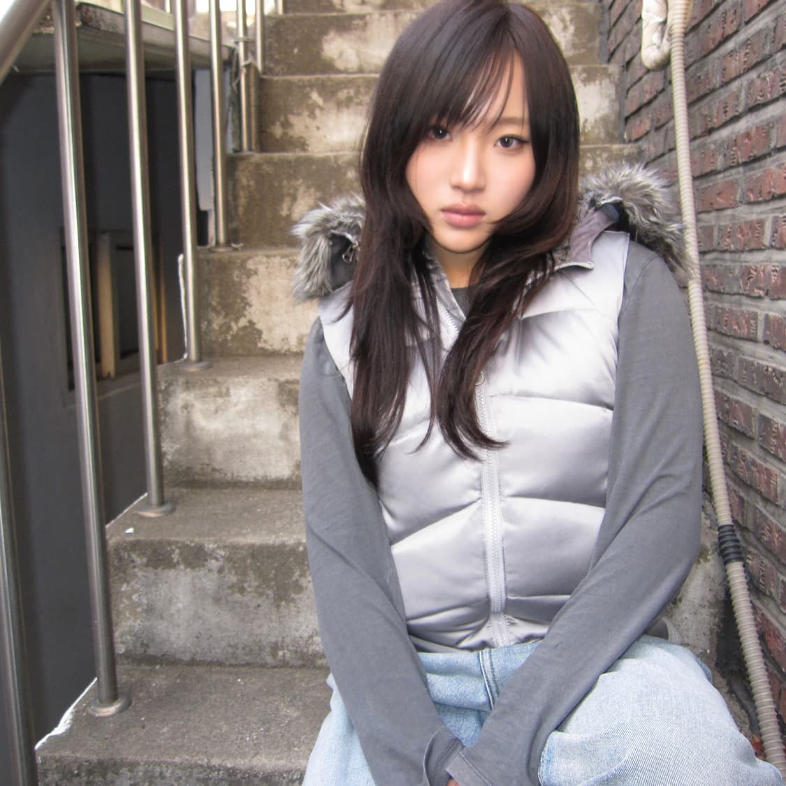 2000s 빈티지 노스페이스 실버 퍼 크롭 패딩 베스트 상품이미지9