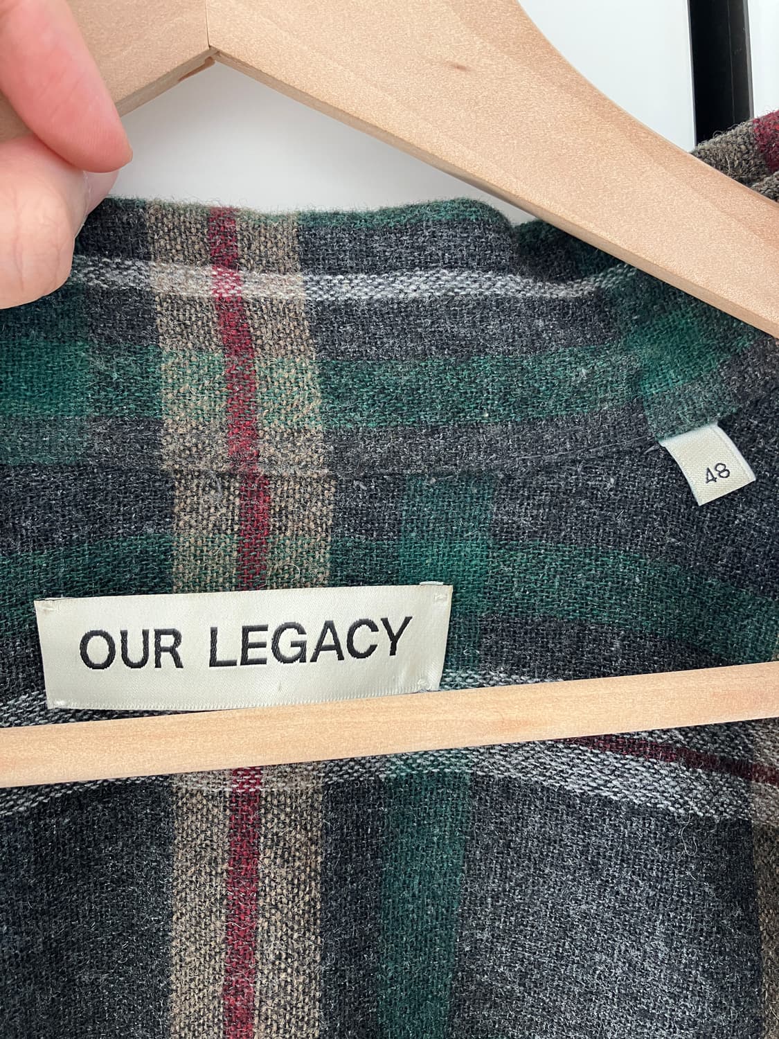 [48] 아워레가시 보로우드 BD 셔츠 그린 펍 체크 상품이미지3