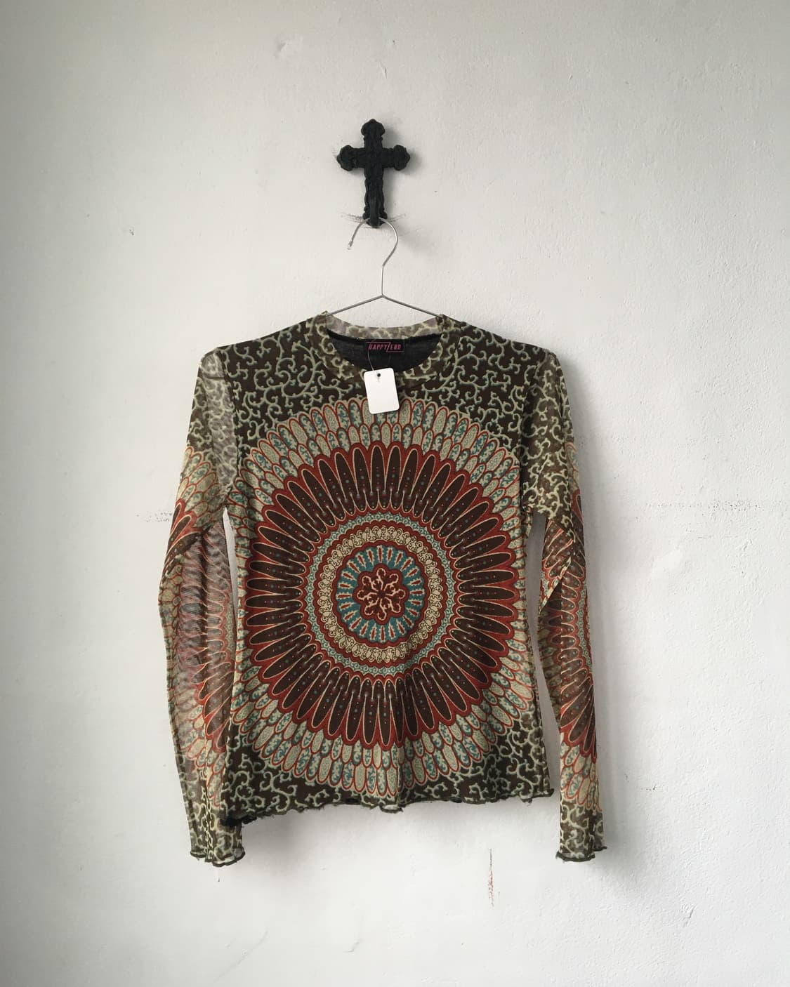 Ethnic pattern point mesh sleeve 상품이미지2