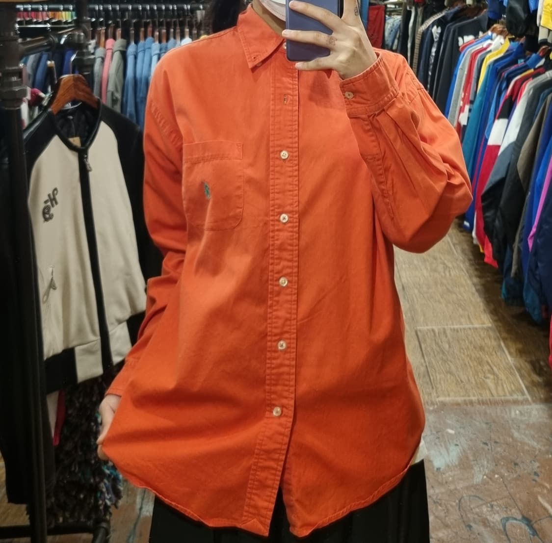[Hi] 폴로 긴팔 셔츠 오렌지 상품이미지1