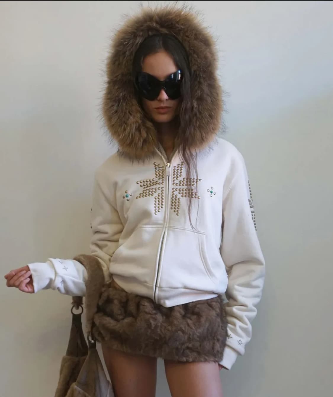 스컬프터 퍼 후드집업 상품이미지1