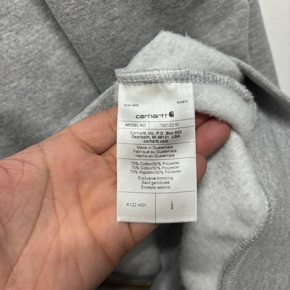 칼하트 그레이 루즈핏 후드집업 상품이미지6