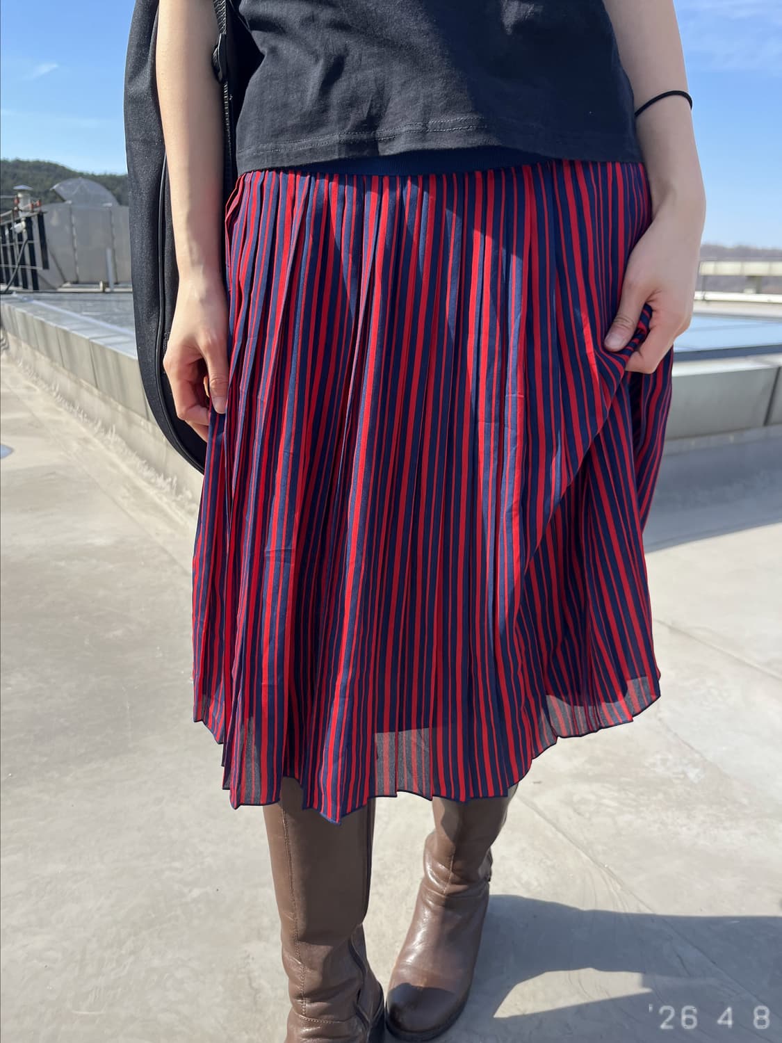 Striped Pleated Skirt 스트라이프 플리츠 스커트 상품이미지1
