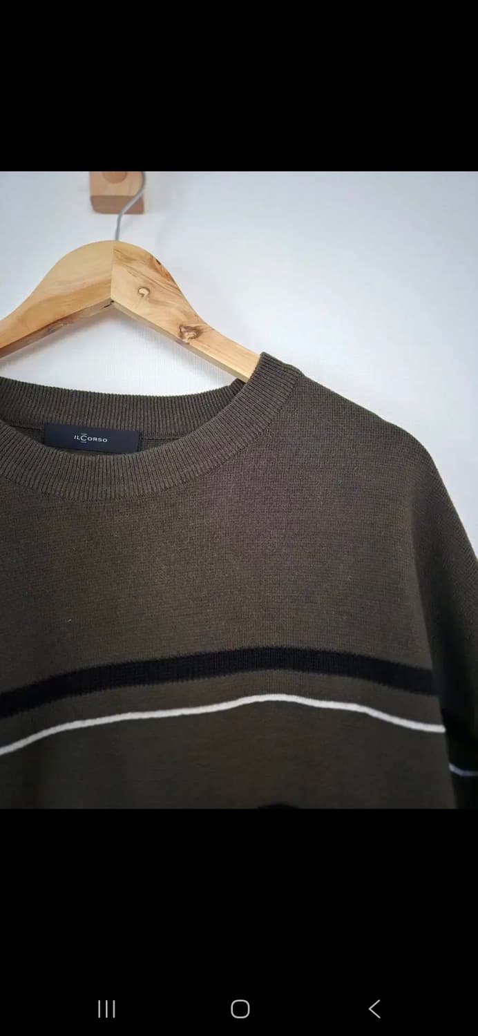 [105] 일꼬르소 세미오버 카키 스트라이프 풀오버 니트 상품이미지3