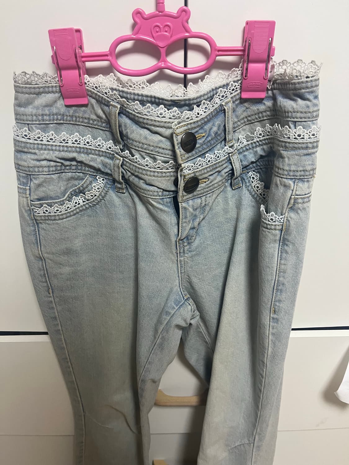 스컬프터Double waist boots cut denim Ice바지 상품이미지3