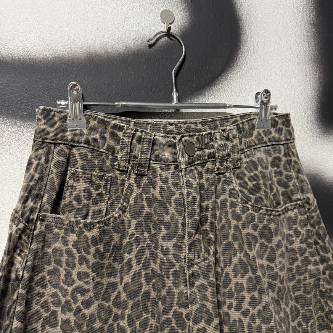 VTG 빈티지 레오파드 애니멀 풀 패턴 와이드 데님 팬츠 상품이미지3