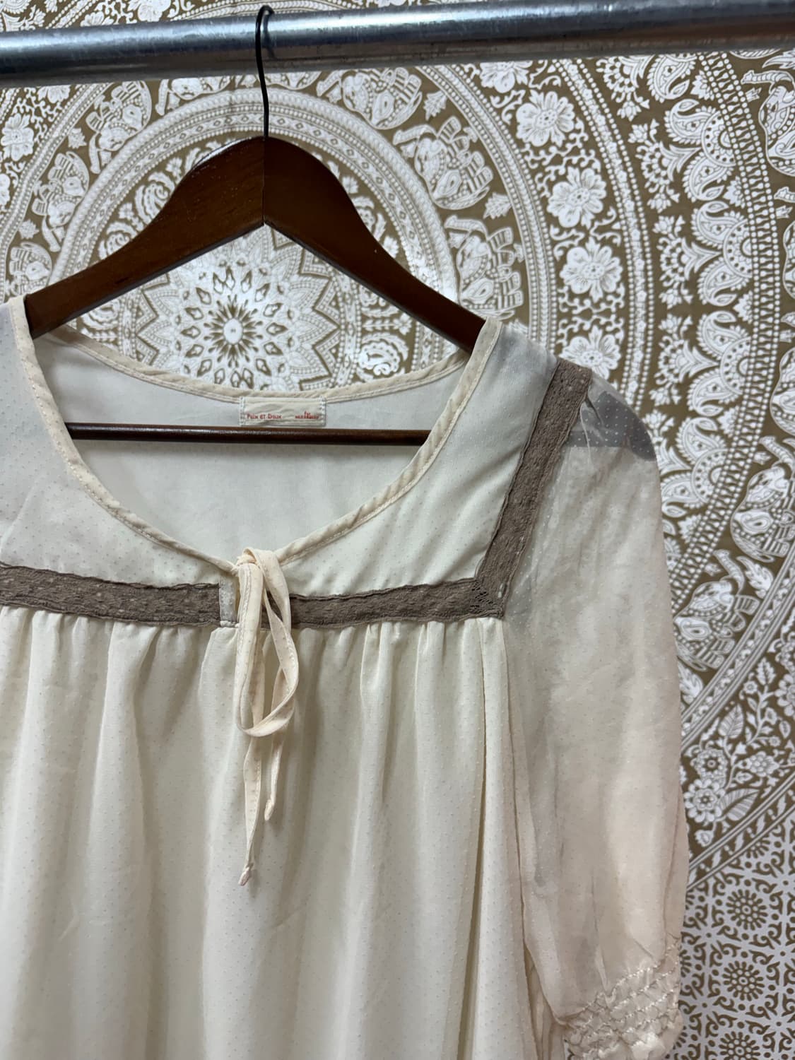 빈티지 도트 시스루 반팔 원피스 (Z1005) 상품이미지4