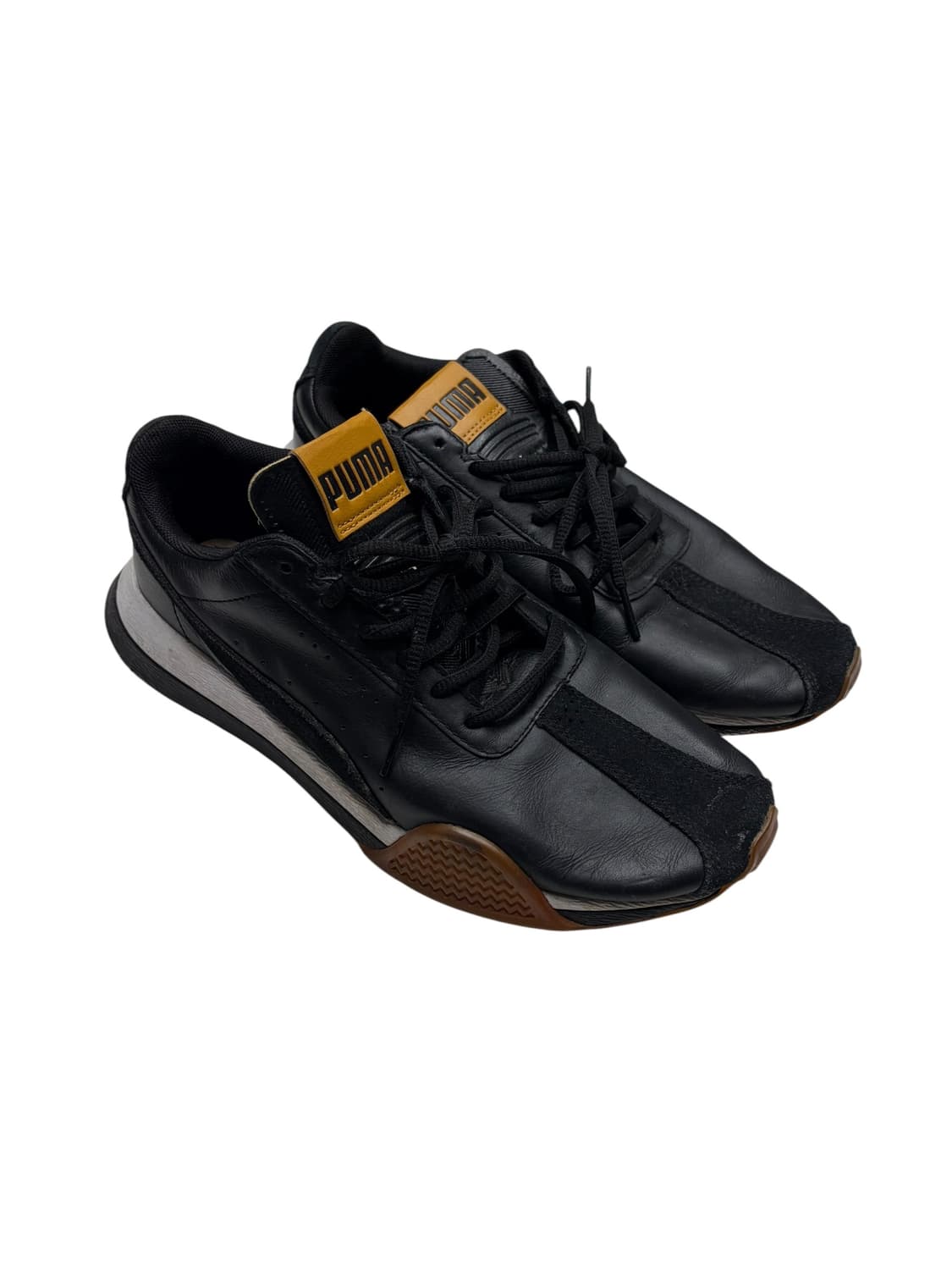 255) PUMA 블랙 레더 러닝 스니커즈 상품이미지1