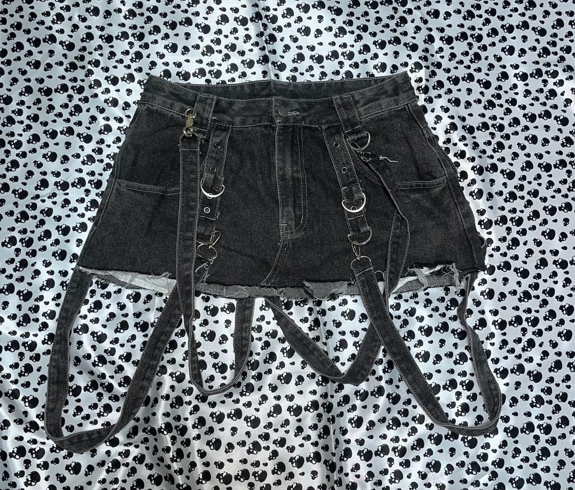 큐빈티지 펑크대장 고스로리 카고데님스커트 상품이미지1