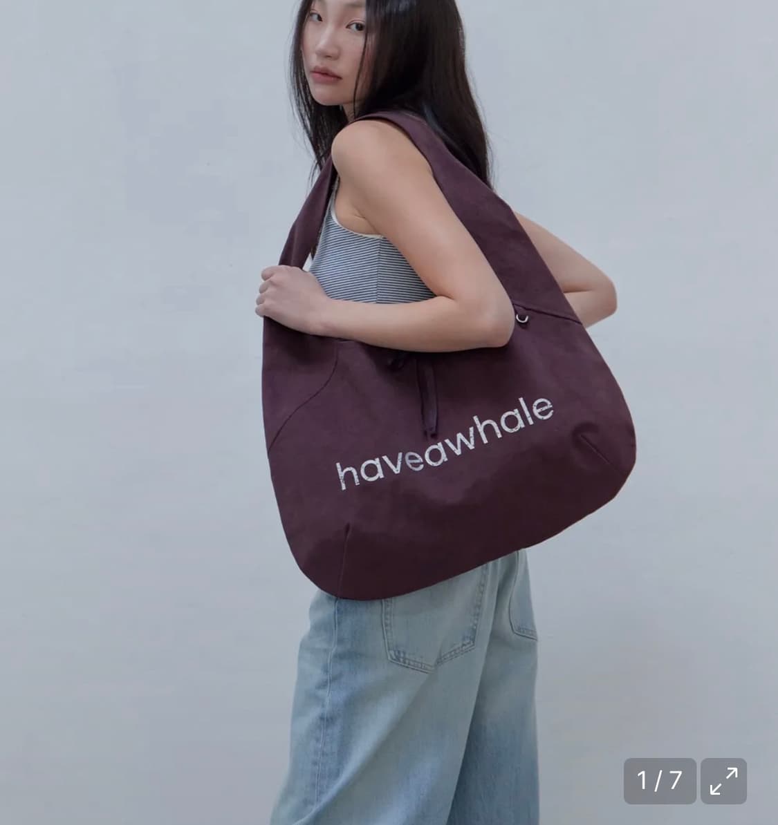 Haveawhale 해브어웨일 코튼 에코백 와인 상품이미지1