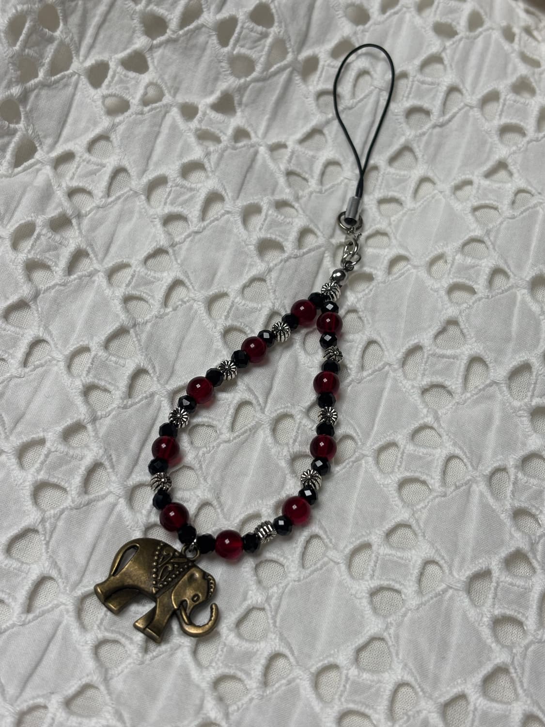[핸드메이드] 코끼리 핸드폰 줄 키링 (빨강) 상품이미지2