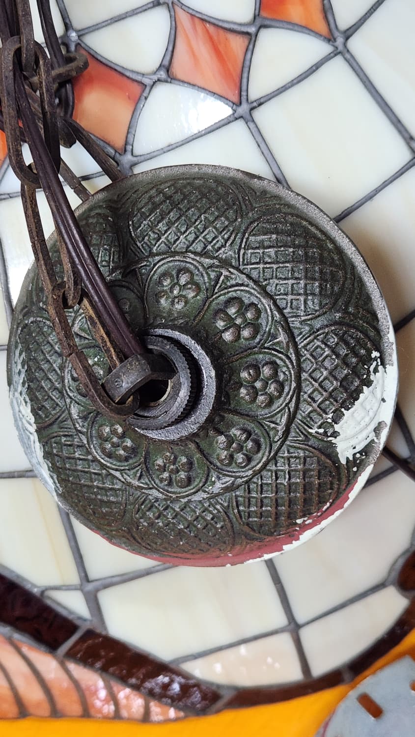 엔틱 스테인드글라스 펜던트 조명(대형, 오팔레센트, 황동주물, 노네임) 상품이미지5