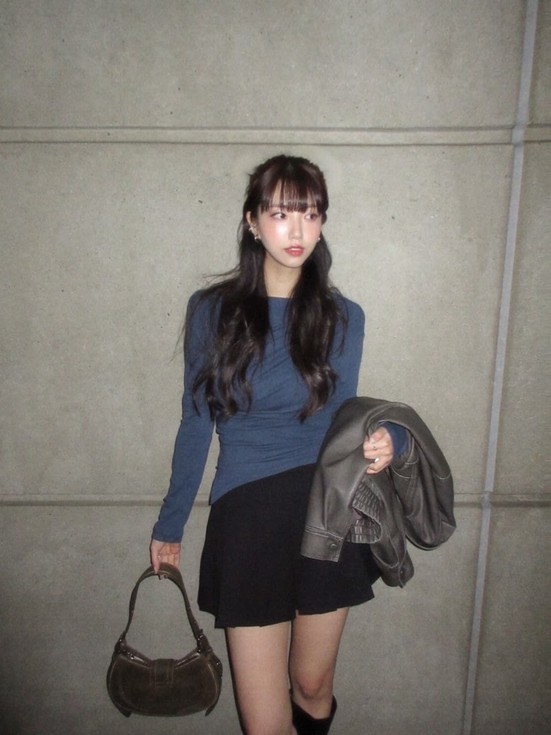 아카이브제이투유 드레이프 티셔츠 s 네이비 상품이미지3