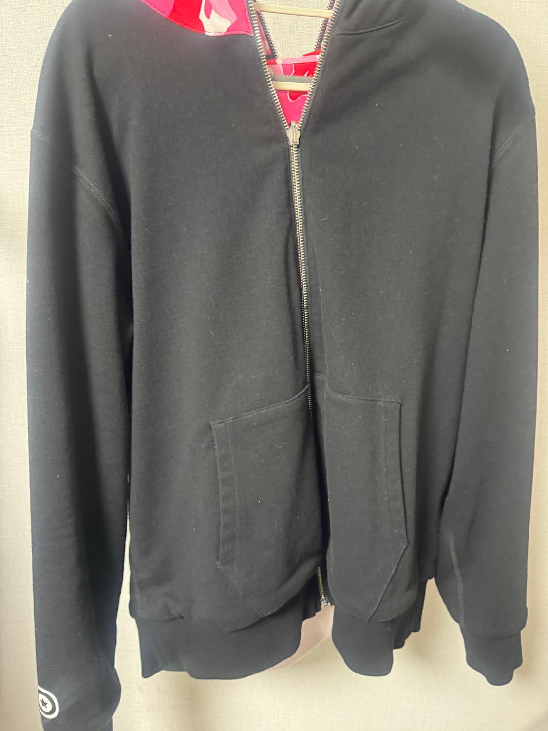 베이프 ABC 카모 리버시블 샤크 풀 집 후드 핑크 상품이미지3