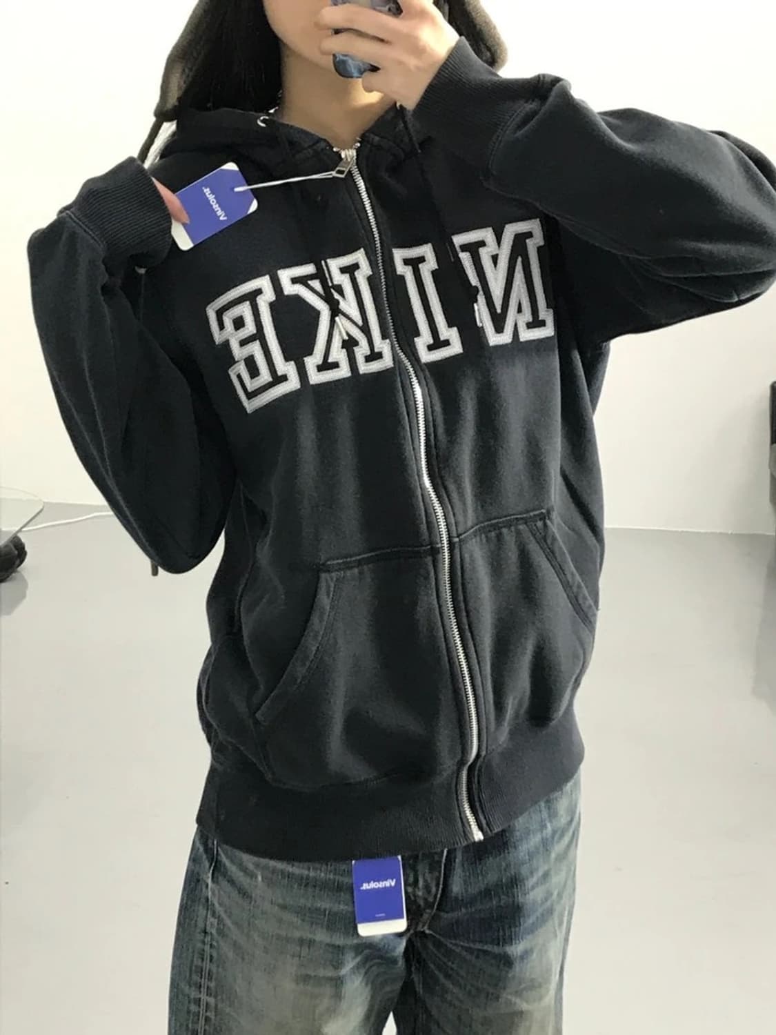 나이키 빅 로고 블랙 후드집업 상품이미지3