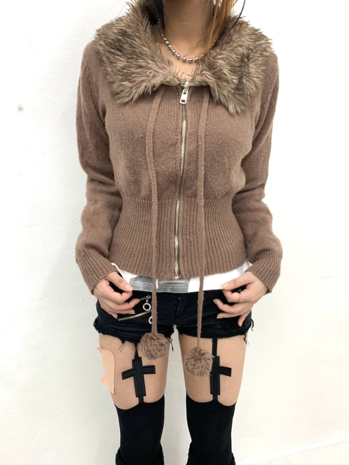 Romwe fur trimmed zip-up  상품이미지2