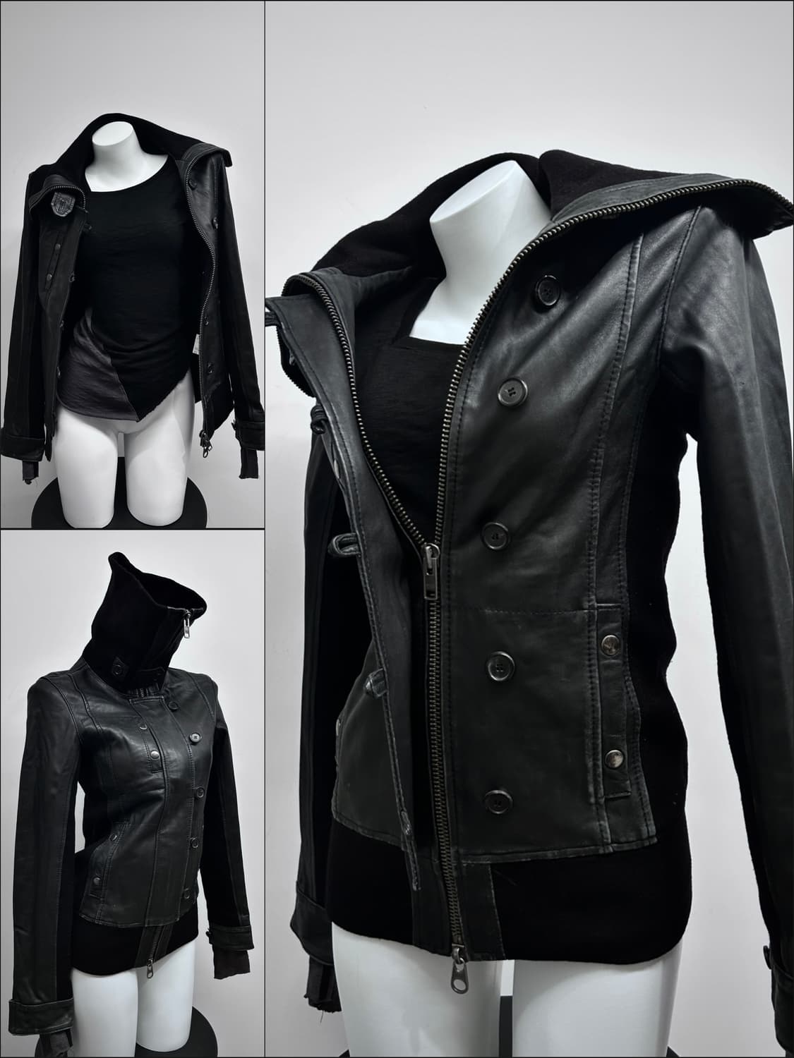 Nicholas K 아티저널 하이넥 더블 크로징하이브리드 자켓 상품이미지2