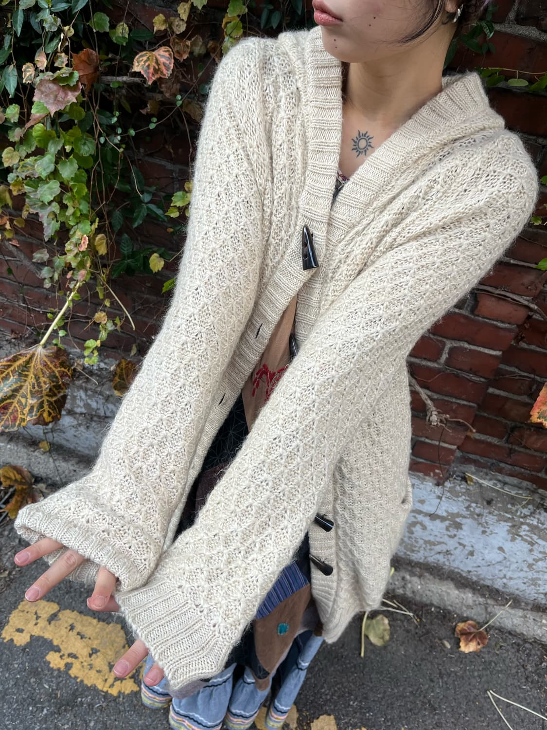 아이보리 데일리무드 니트 후드 가디건 상품이미지3