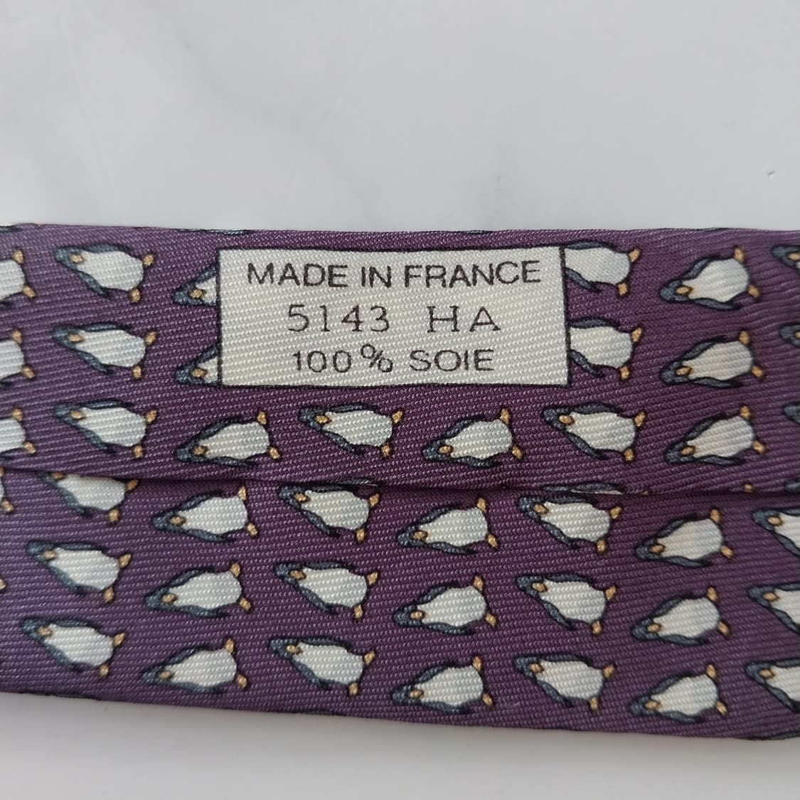 에르메스 실크 펭귄 패턴 퍼플 넥타이 9.4cm A+등급 K1321
 상품이미지9