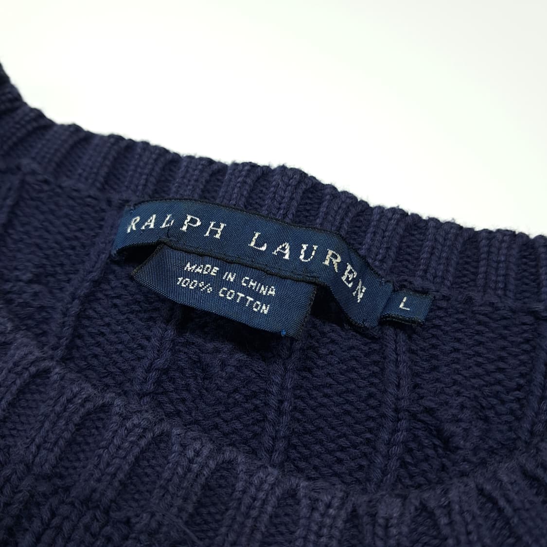 CK002 L 폴로 00s 케이블 화이트포니 네이비 니트스웨터 상품이미지3