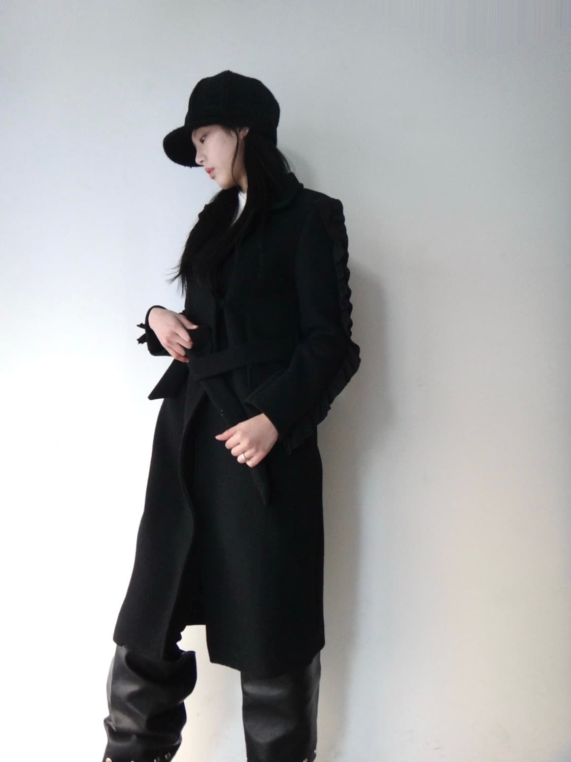 Wave frill tailor coat / black 상품이미지8