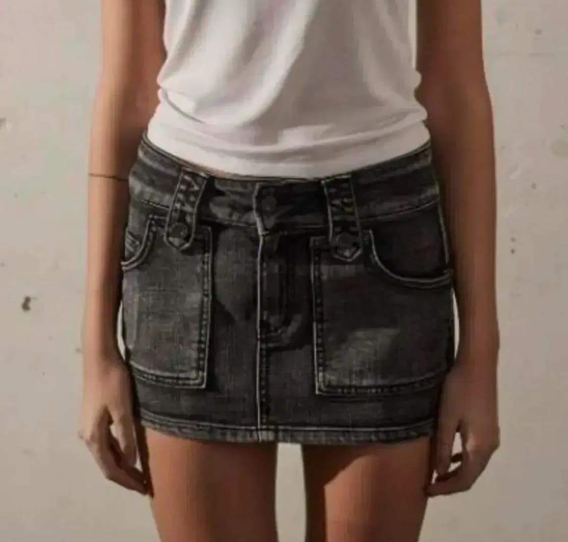 보헤미안서울 포켓 데님스커트 그레이 M 보헴서 치마 미니스커트 상품이미지1