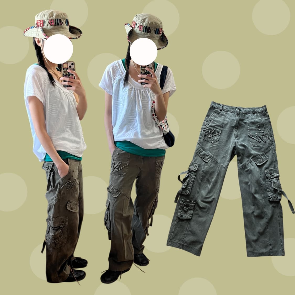 빈티지 그런지 카키 카고팬츠 상품이미지1